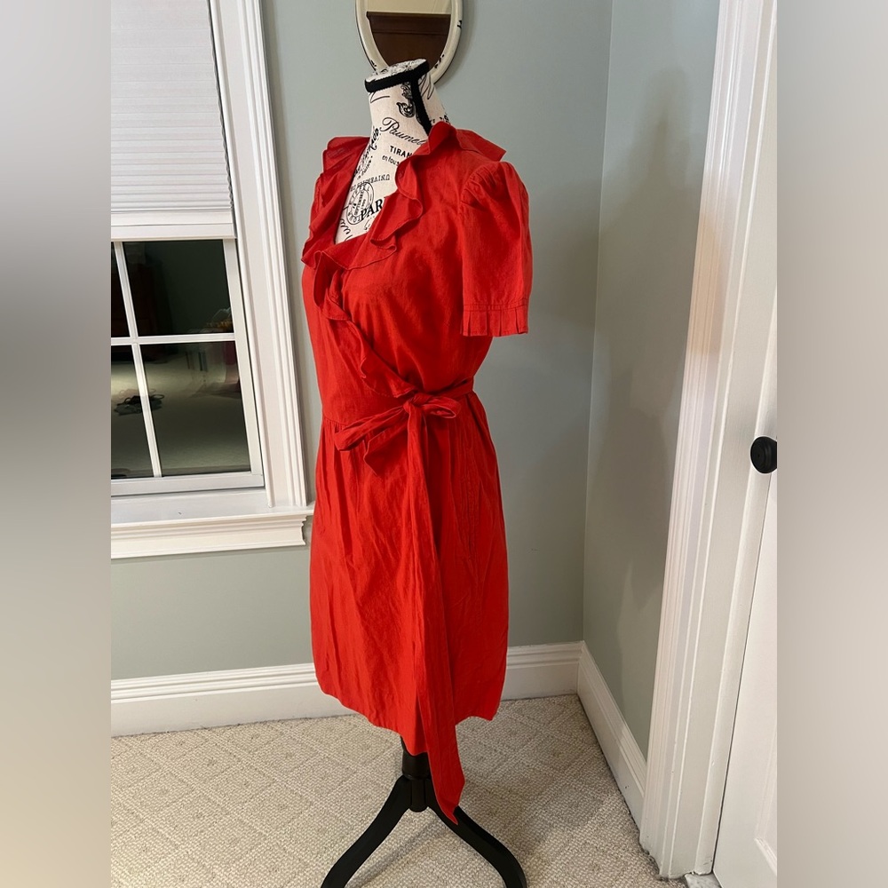 Nougat London Coral Ruffle Wrap Dress | Size 2 | Pockets | Like New - Picture 6 of 10